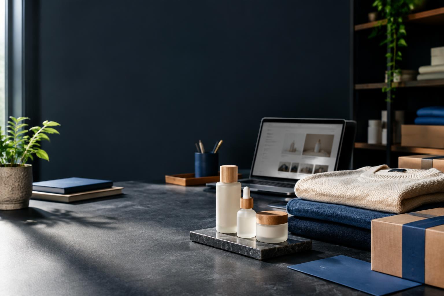 E-commerce products and online store workspace